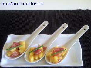 Cuillères de mangue et jambon de Parme recette, aftouch-cuisine