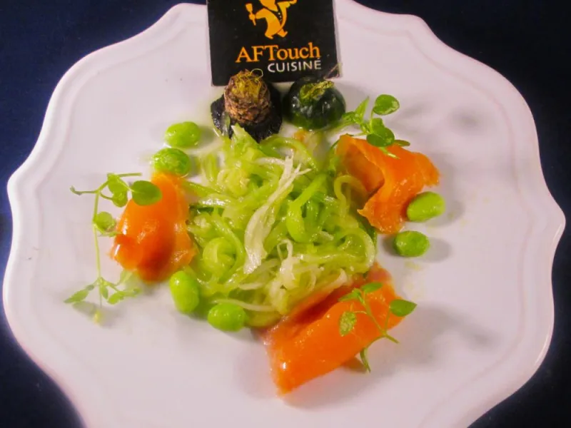 Recette Truite fumée concombre et radis noir - Chef Patrick Asfaux