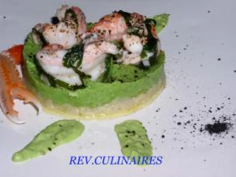 Recette Langoustines with pea cream - Chef Patrick Asfaux