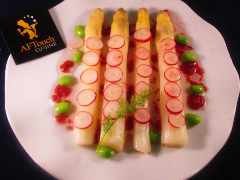 Recette Asperges violettes et vinaigrette au raifort - Chef Patrick Asfaux