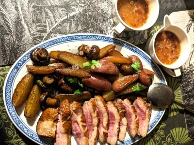 Recette Aiguillettes de magret d'oie a la Bertalienne