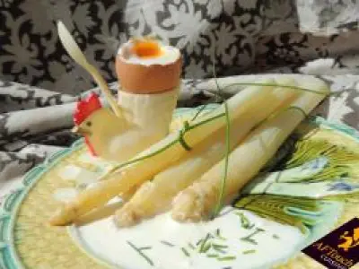 Recette Asperges blanches du val de loire, mousseline au chèvre frais de sainte-maure