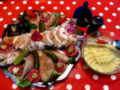 Recette Beau poulet de ferme servi froid et mayonnaise