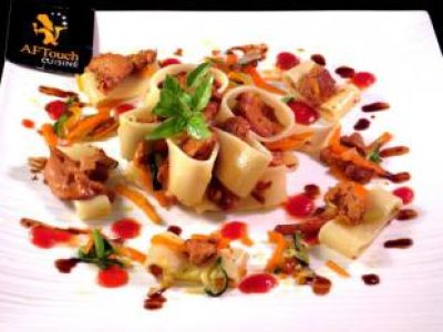 Recette Calamarata aux girolles et légumes confits