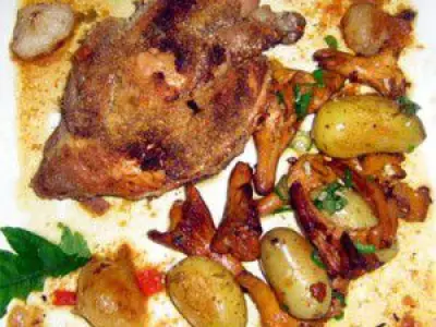 Recette Coquelet rôti en panure de cèpe et girolles