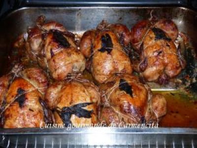 Recette Coquelets farcis au riz sauvage et amandes