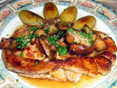 Recette Roasted Veal Chop with Porcini Mushrooms