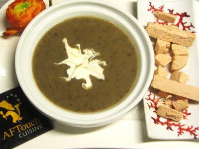 Recette Crème de lentilles blondes et dés de foie gras