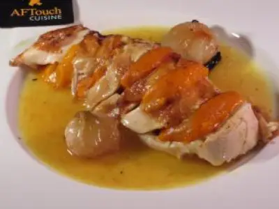 Recette Flanc de volaille rôtie aux abricots