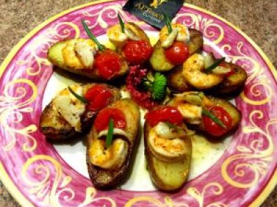 Recette Gambas roties et pommes de ré