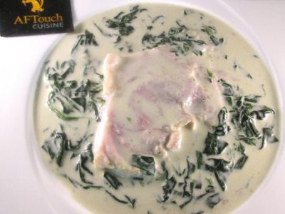 Recette Jambon a l'os crème d'épinards et d'oseille.
