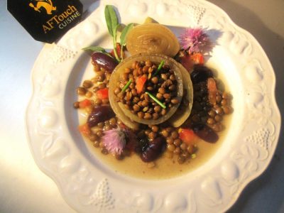 Recette Lentilles du puy en coque d'oignons au massalé