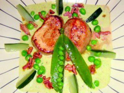 Recette Mignons de veau rôtis petits pois primeurs