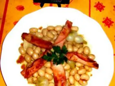 Recette Mijotée  de cocos de Paimpol et  Bacon