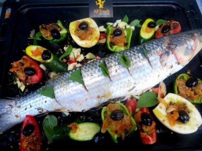 Recette Mulet de ligne rôti ,garniture maraîchère