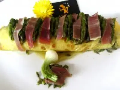 Recette Omelette aux fines asperges et jambon cru