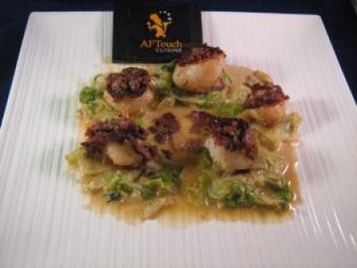 Recette Poêlée de st jacques et grattons de canard