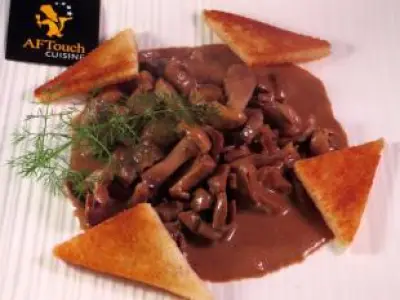 Recette Rognon de veau sauté aux pieds bleus