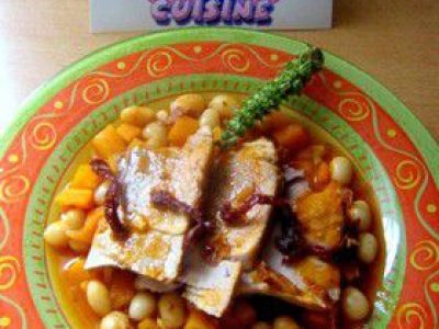 Recette Roti de jambon aux haricots frais