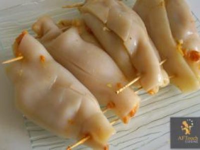 Recette Roulés de calamar au chorizo à la plancha