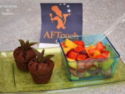 Recette Salade de fraises et nectarines accompagnée de mini-fondants à la menthe