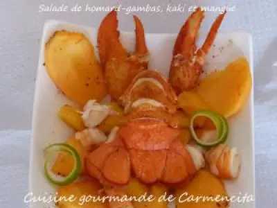 Recette Lobster and Shrimp Salad, Persimmon and Mango
