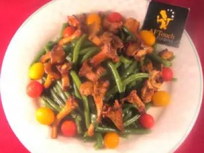 Recette Salade gourmande de haricots verts et premiéres girolles.