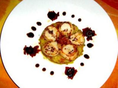 Recette St Jacques rôties sur pomme Macaire