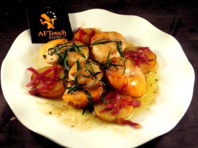 Recette St jacques rôties et julienne de Bellota