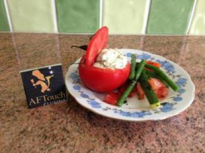 Recette Tomates fourrées au chèvre frais et huile d'olive au basilic