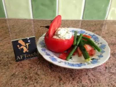 Recette Tomates fourrées au chèvre frais et huile d'olive au basilic