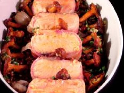 Recette Saumon sauvage rôti cerclé de Pancetta