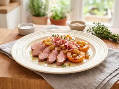 Recette Aiguillettes de magret et abricots planchés