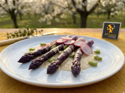 Recette Purple Asparagus and Horseradish Vinaigrette