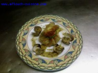 Recette Aumoniere de petit violet et calamar aux palourdes