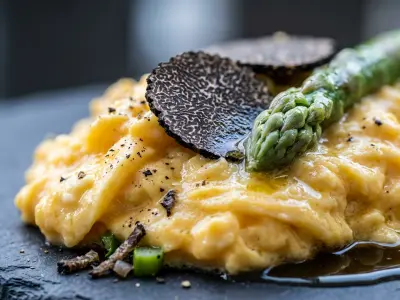 Recette Brouillade d'oeufs asperges vertes et truffes
