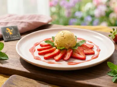 Recette Carpaccio de fraises, glace au nougat