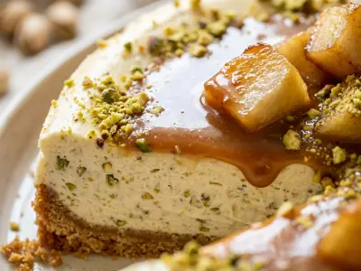 Recette Cheesecake pommes-pistaches et crème caramel