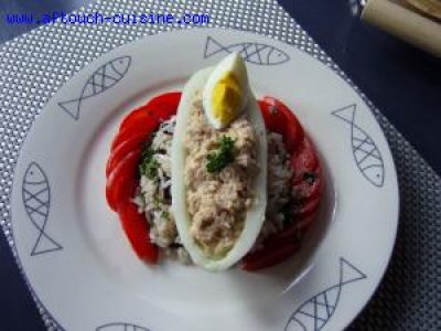 Recette concombre farci et salade de riz