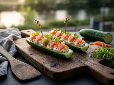 Recette Concombres au fromage blanc et saumon fumé