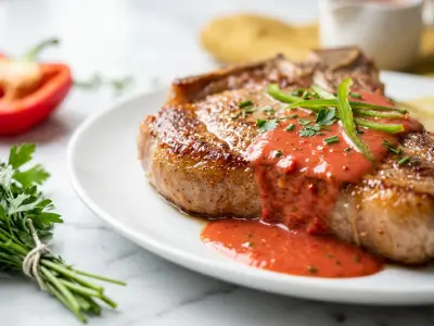 Recette Côte de veau à la crème de poivron