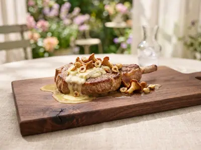 Recette Côte de veau vacherin, noisettes et girolles