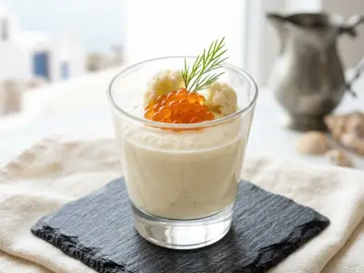 Crème de chou-fleur et œufs de saumon
