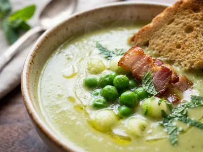 Recette Crème de petits pois au lard fumé