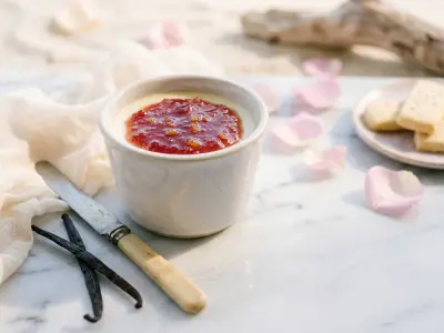 Recette Crème prise vanille et confiture