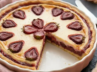 Recette Flan à la compote rhubarbe et fraises