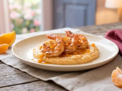 Recette Gambas a l'orange et écrasé de patates douces