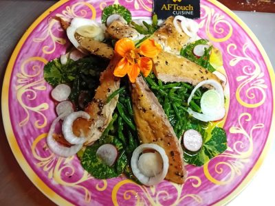 Recette Jeunes salicornes capucines et maquereaux fumés