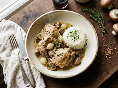 Recette Lapin à la moutarde et champignons