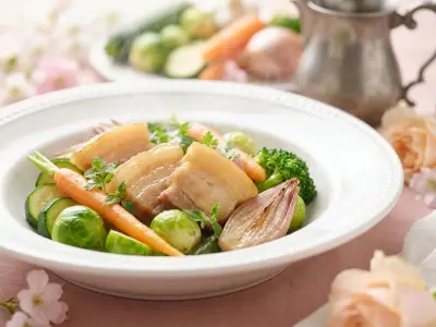 Recette Lard vapeur et ses légumes variés